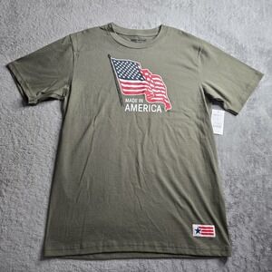 American Giant Shirt Mens Medium Military Green Flag Made In America Crewneck
